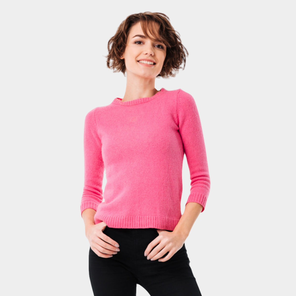 Strahlend rosafarbenes schulterfreies Kleid